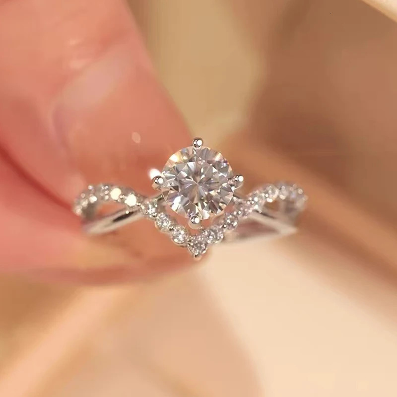 TEN CARATS 1CT Ring for Women S925 Pure Silver VVS1 Laboratory Cultivated Diamond Engagement Wedding Jewelry GRA 251023