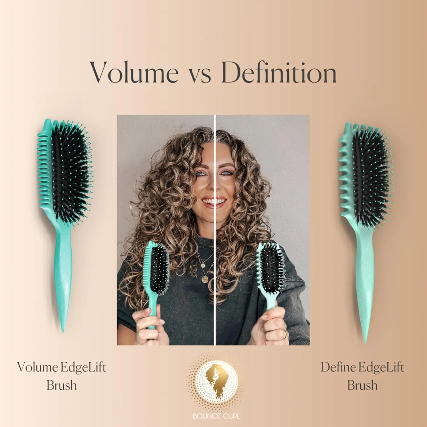 5-in-1 Curl Define Brush - Effortless Curls/Waves/Coils Frizz-Reducing Vegan Bristles Pink Heatless Styling Tool 251107