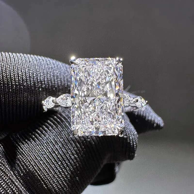 1 2 3 4 5 6 Carat Au375 9K White Gold Ring Radiant shape DVVS1 moissanite Diamonds Women Wedding Party Engagement Ring Classic