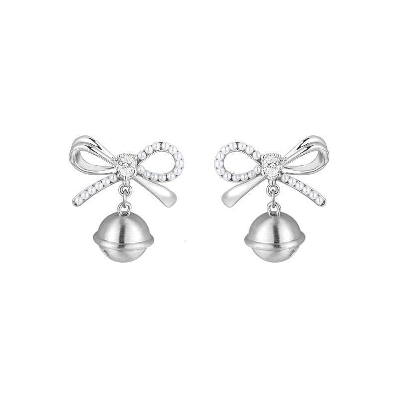 DHcollections Butterfly Knot Bell Earrings for Women, Niche Sweet Design, Original Personality Fashionable Temperament 925 Silver Needle Ear Jewelry