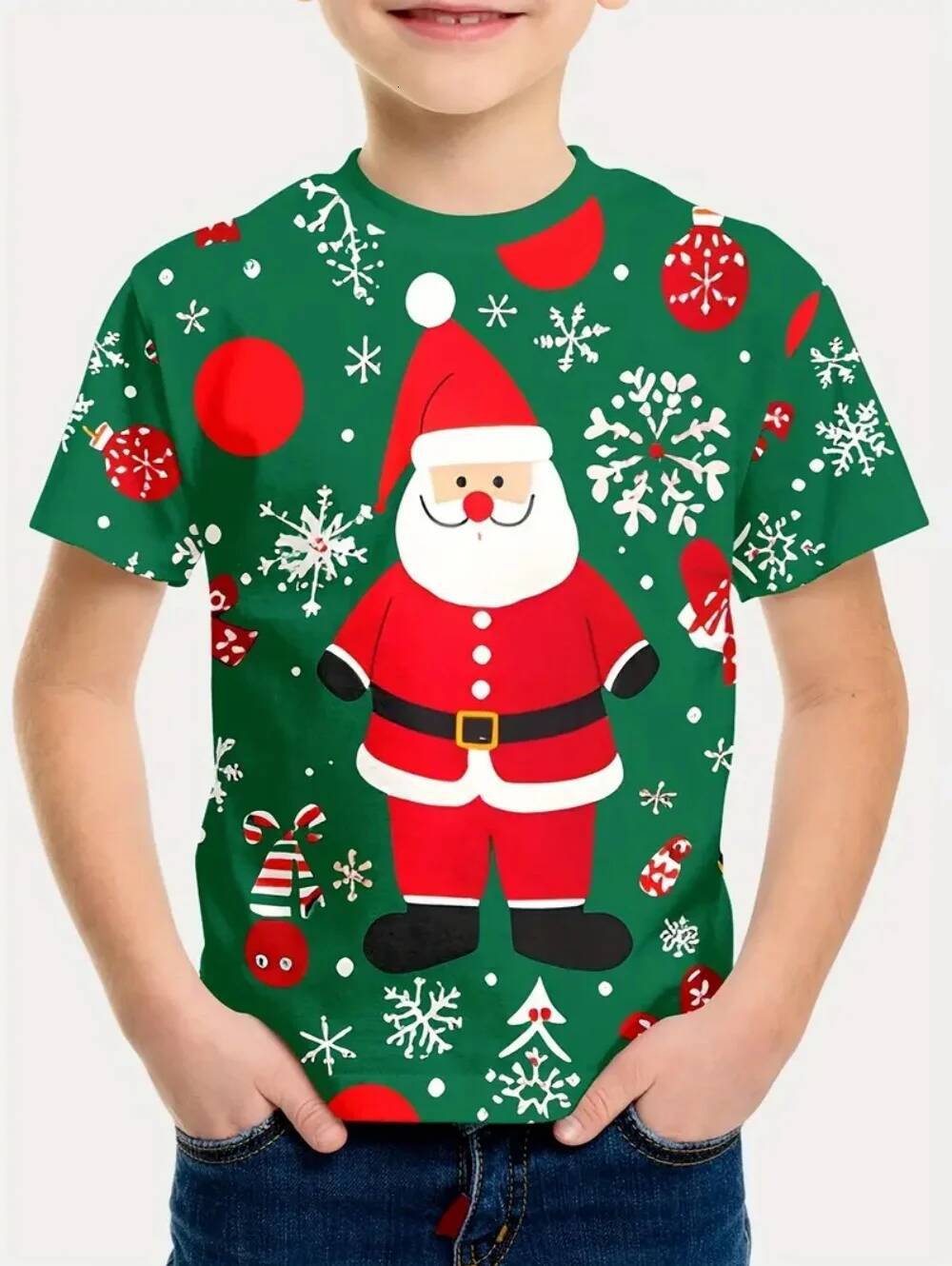 Christmas Christmas Children's Clothing Santa Claus 3D Print T-Shirts for Boys Short Sleeve Child T-Shirt Christmas Casual Girls Summer Clothes T