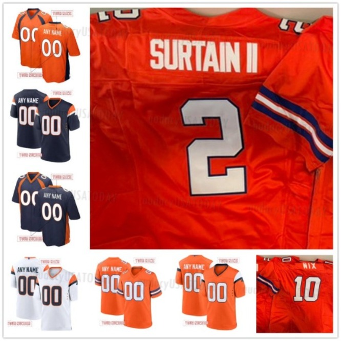 10 Bo Nix 2 Patrick Surtain ll 7 John Elway 14 Courtland Sutton Football Jerseys Custom Any Name Men Women Youth For dsd