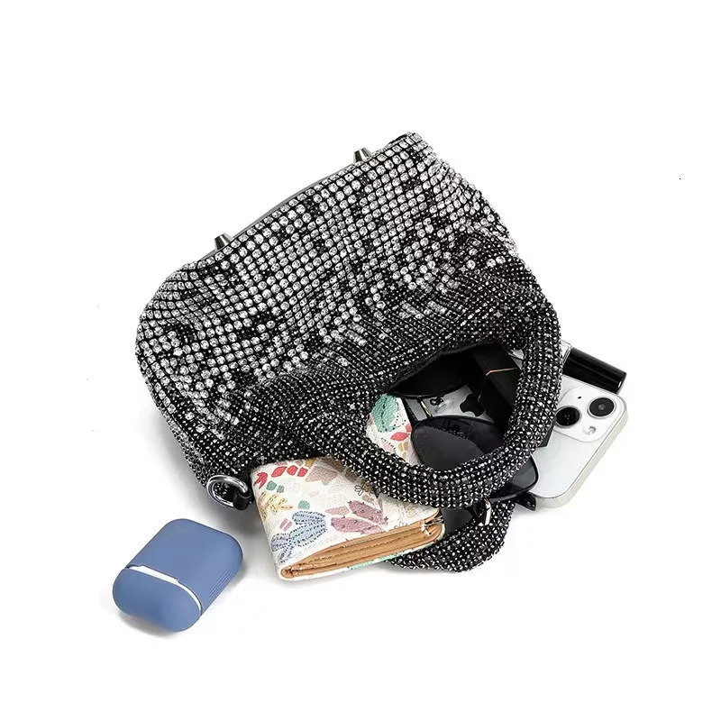 Crystal Shiny Rhinestones Diamond Bucket Bag Women Handbag Gradient Color Evening Bag Wedding Party Clutch Purse Crossbody Bag R251110