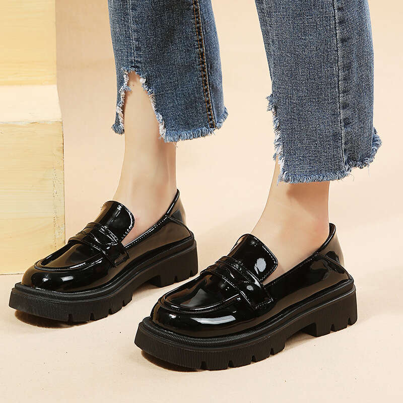 Woman Sandals Autumn Winter New Lefu In England One Step JK Student Thick Soled Small Leather Shoes For Women Flat Bottom