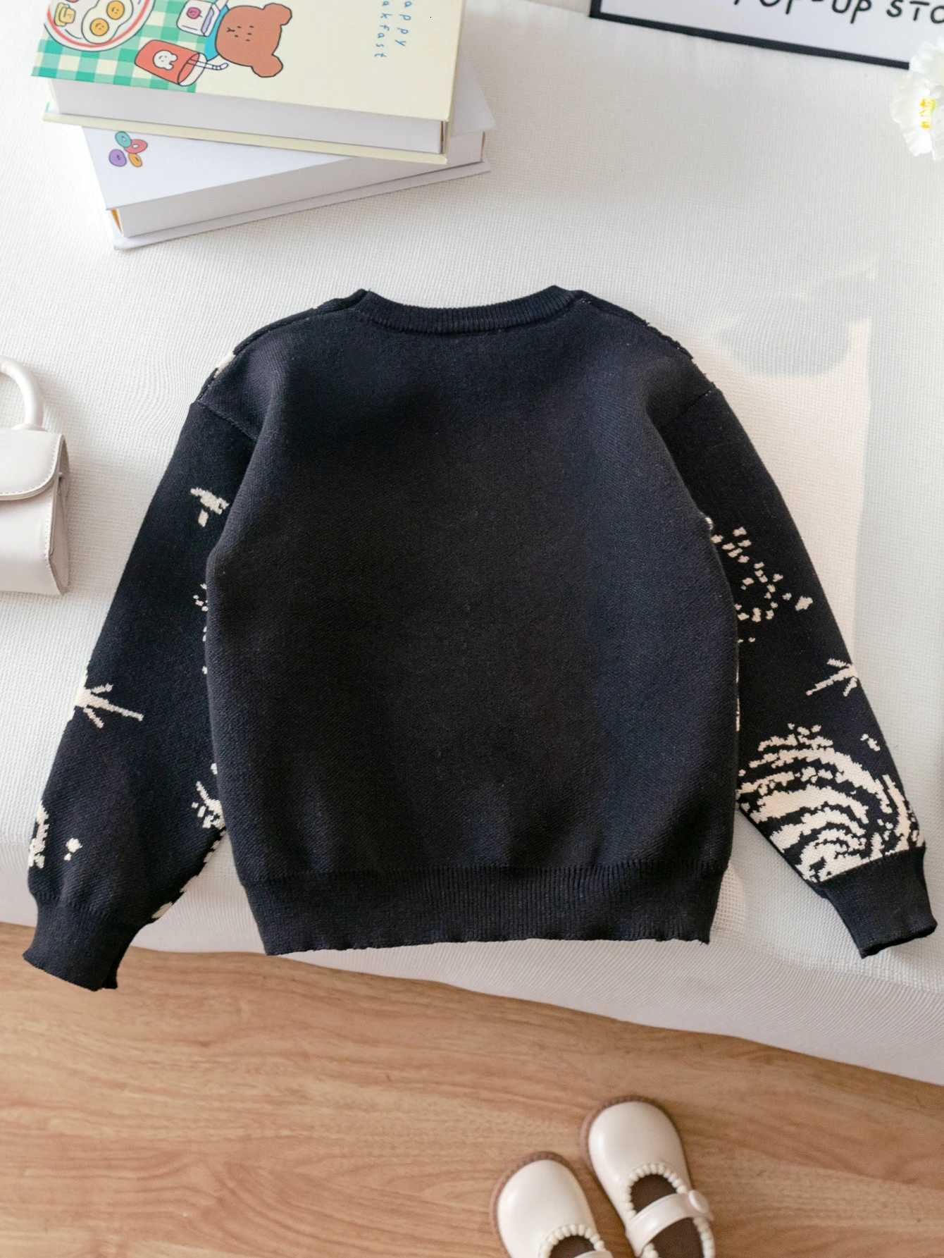 Fashion Boys street style vortex star pattern sweater knitted pullover suitable for daily versatile in spring autumn and winter Y251110