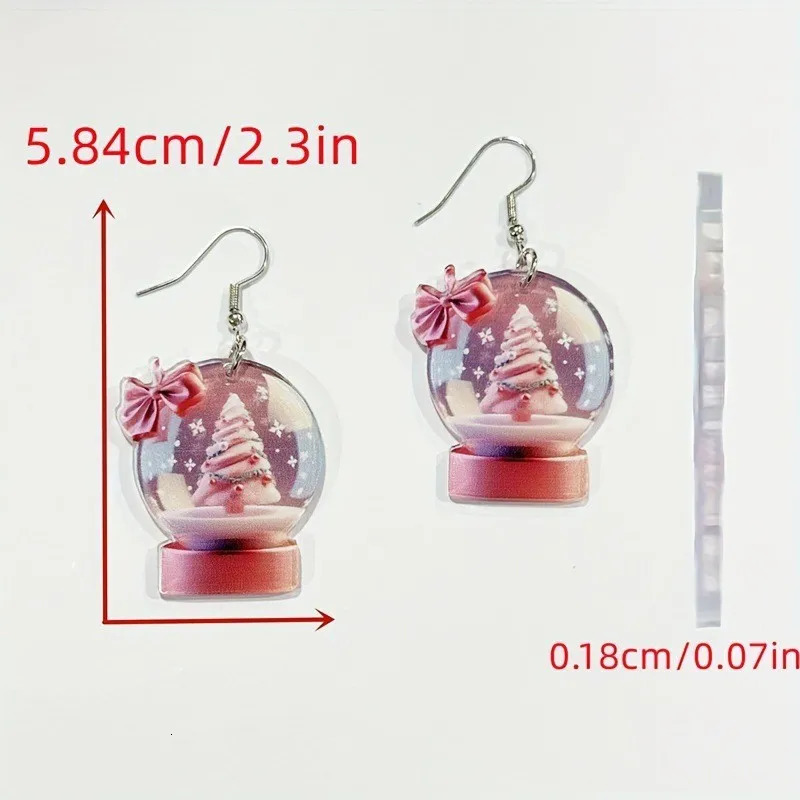 2025 acrylic earrings Christmas snowball cake tree fashion earrings pink bow Christmas gift 251031