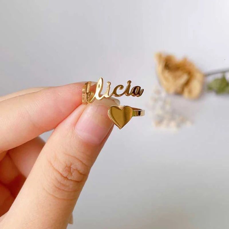 Custom 1-3 Names Women Adjustable Ring Personalised Stainless Steel Open Ring Jewelry Memorial Day Gift Anillos Acero Inoxidable 250409