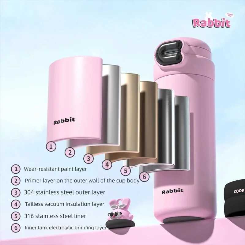 Fashionable cup 510ML Stainless Steel Thermos Cup Cartoon Insated Water Bottle for Kids Portable Vacuum Thermal g with Straw Y251110