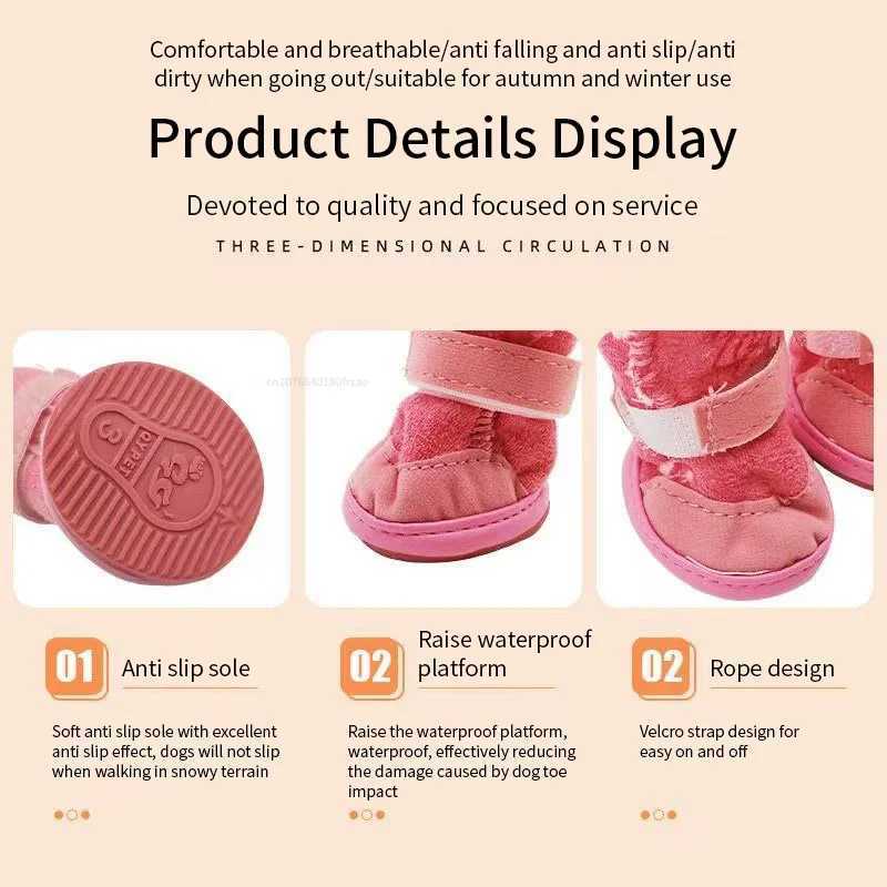 4 pieces/set of pet dog shoes for winter warmth suitable for small and medium-sized dogs non slip puppies rain boots shoes cat and dog walking sports 