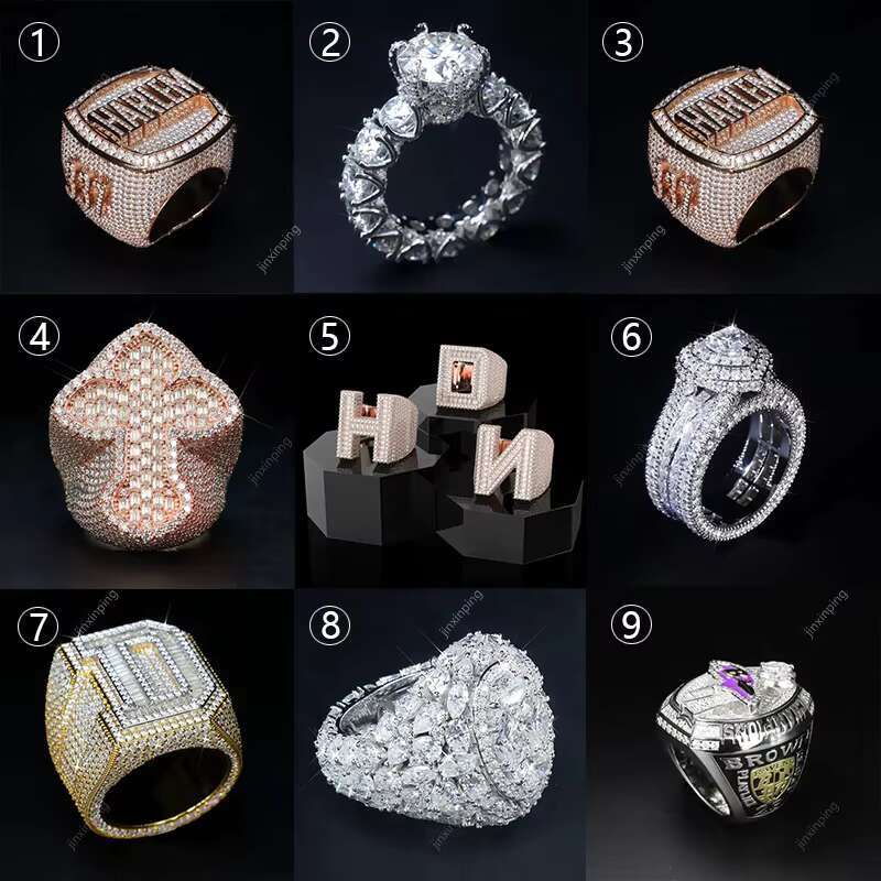 VVS Moissanite Hamsa Ring Custom Ring Real Solid Gold Pass Diamond Tester Iced Out Mossanite MenRing Ring Light Professional
