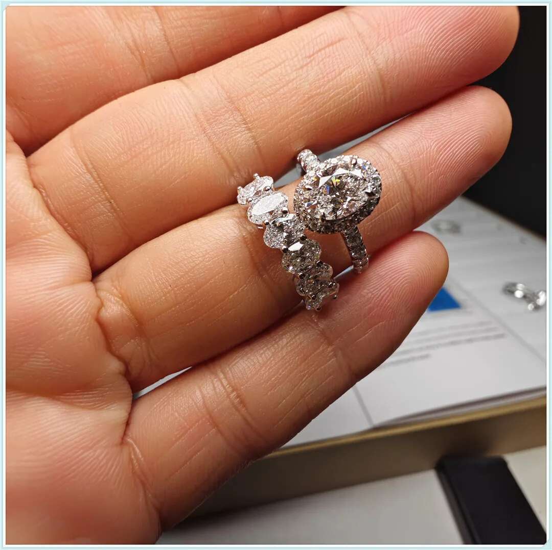 0.3ct Oval 6 TONE D Color CVD Lab Grown Diamond Rings for Women Proposal Wedding Bride Jewelry fashion jewelry wholesale