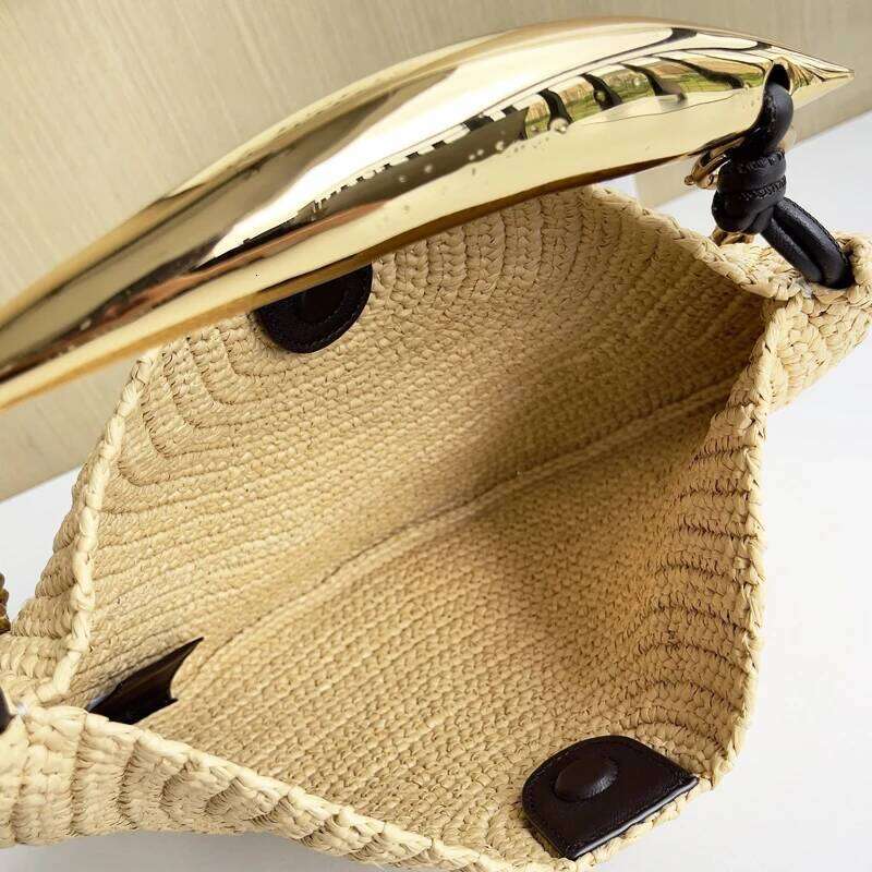 Classic Slim Beach Bags For Women Luxury Designer Handbag Purse 2025 New In Straw Woven Sequined Top Handle Chain Strap Shoulder