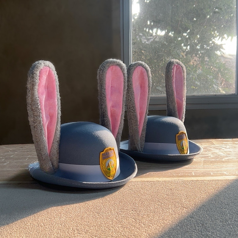 Officially Licensed Zootopia Judy Rabbit Police Badge Bunny Ears Girls Crazy Cosplay Character Accessories Hat Gift Amusement Park
