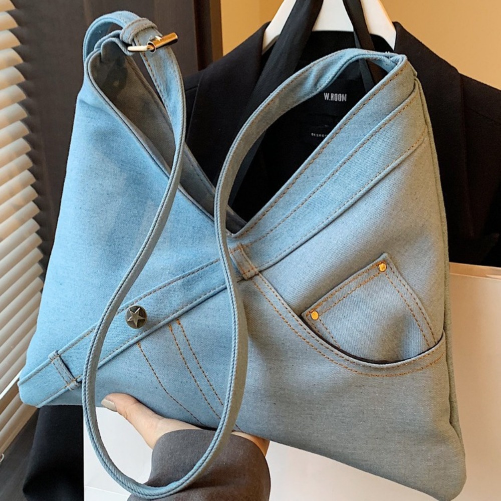 Womens Trendy Denim Shoulder Bag - Stylish Arm Pit Crossbody with Ample Storage for Everyday Use