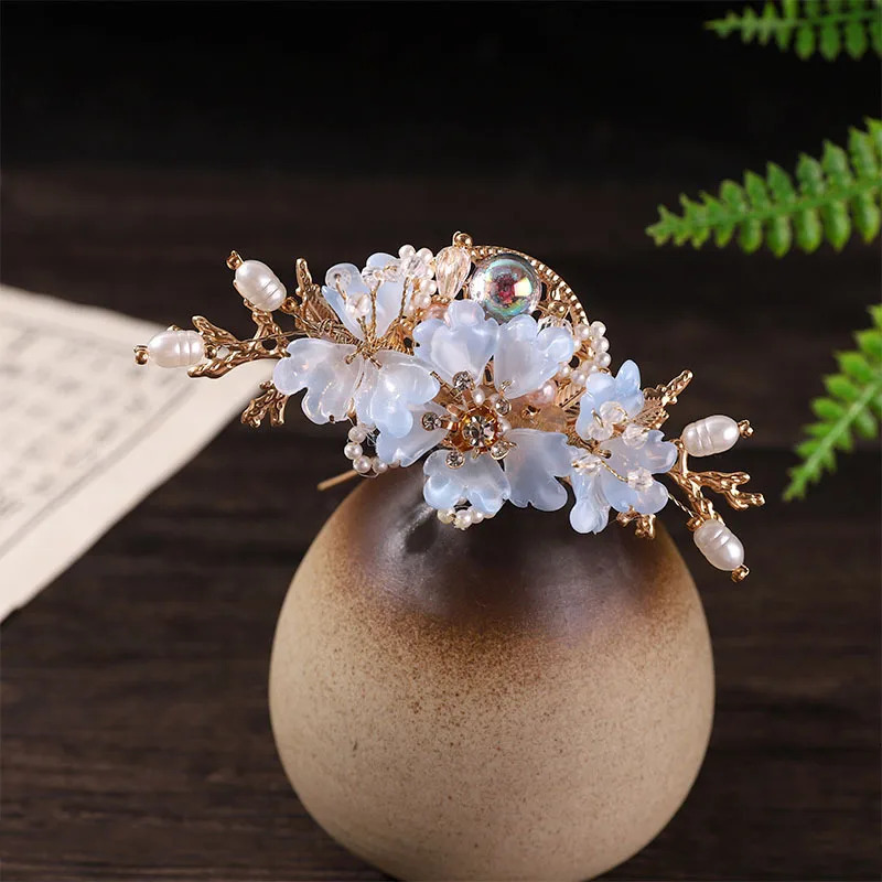 Retro Girl Edge Hairpin Flower Hair Stick Female Hanfu Headwear Set Chinese Style Korean Custom Hair Accessories 250409