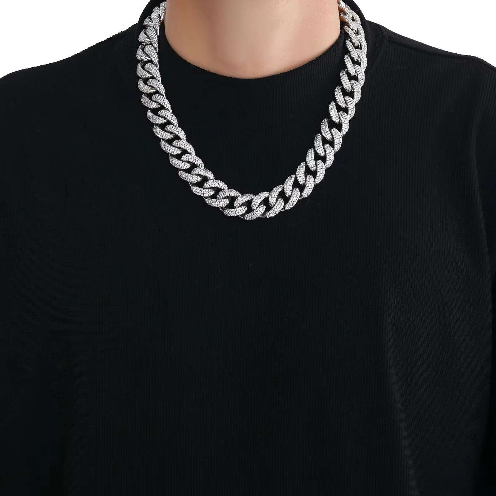 BES 18mm Fine Iced Out Bg Brass Cuban k Hip Hop Mens Micro Pave Chain Necklace Jewelry