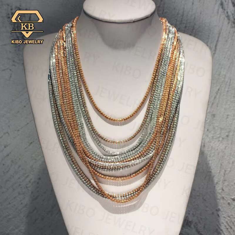 Ice out ordinary ice chain, tennis ball, gold-plated pure sier necklace chain