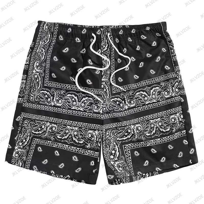 Summer New Womens and Mens Bohemian Shorts Paisley 3D Printed Quick Drying Beach Swimming Shorts High Quality Sports and Fitness Shorts X250410