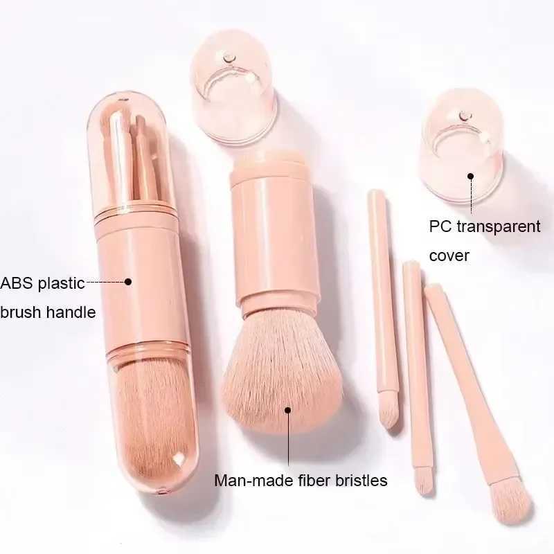4-in-1 Telescopic Makeup Brush Set Portable Travel Makeup Brushes Set Eyeshadow Loose Powder Mini Makeup Brush Beauty Tools L251110