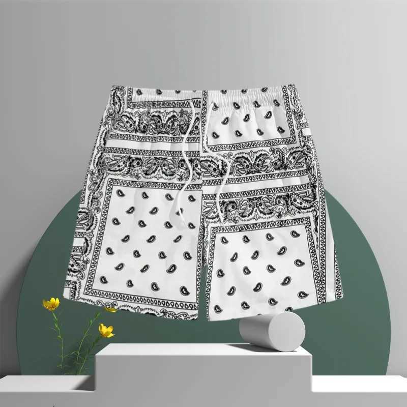 3D printed Hawaiian womens oversized sports shorts summer casual stretch waist shorts outdoor mens running sports shorts X2504101