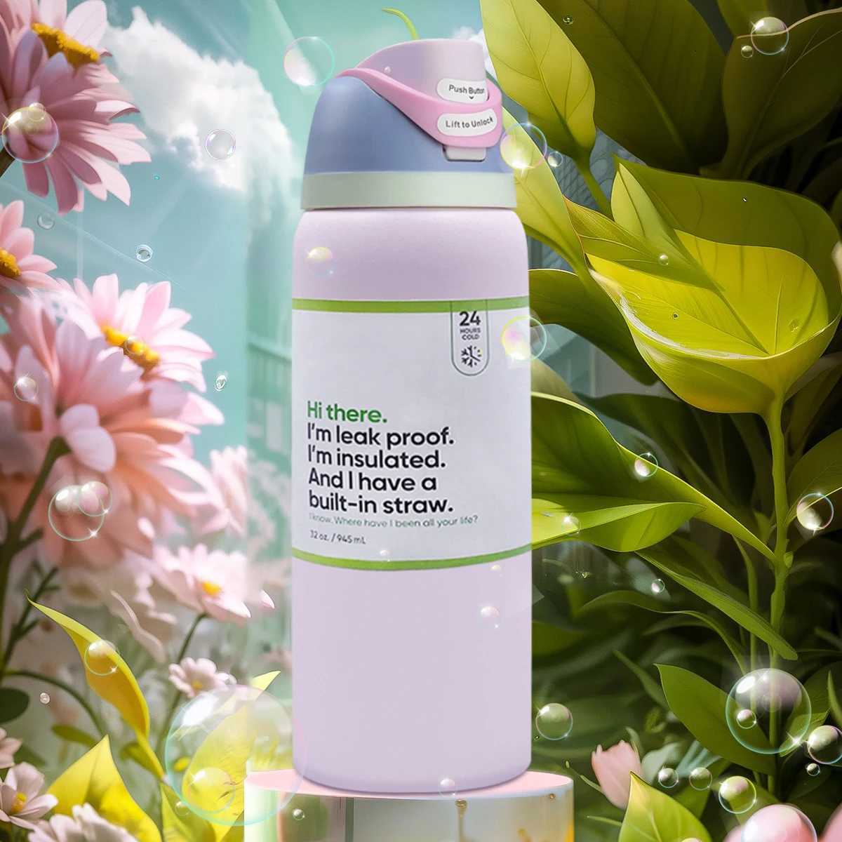 Fashionable cup Owalaa Water bottle 32oz945MLwith strawSipheat preservation time more than 24 hourscold and hot water can be Y251110