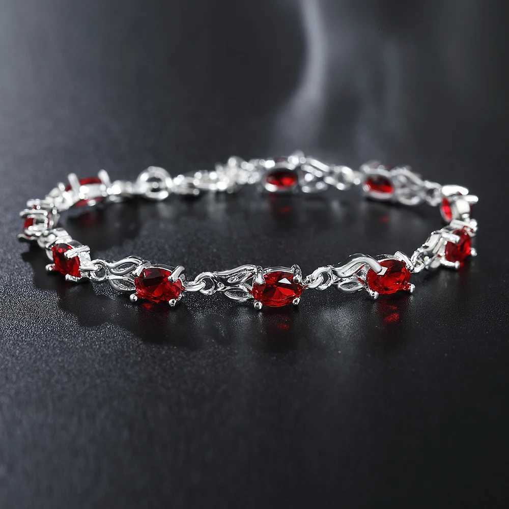 925 Sterling Silver Ruby Sapphire Amethyst Gemstone Bracelets Woman Wedding Jewelry Accessories Wholesale JewelleryT251110