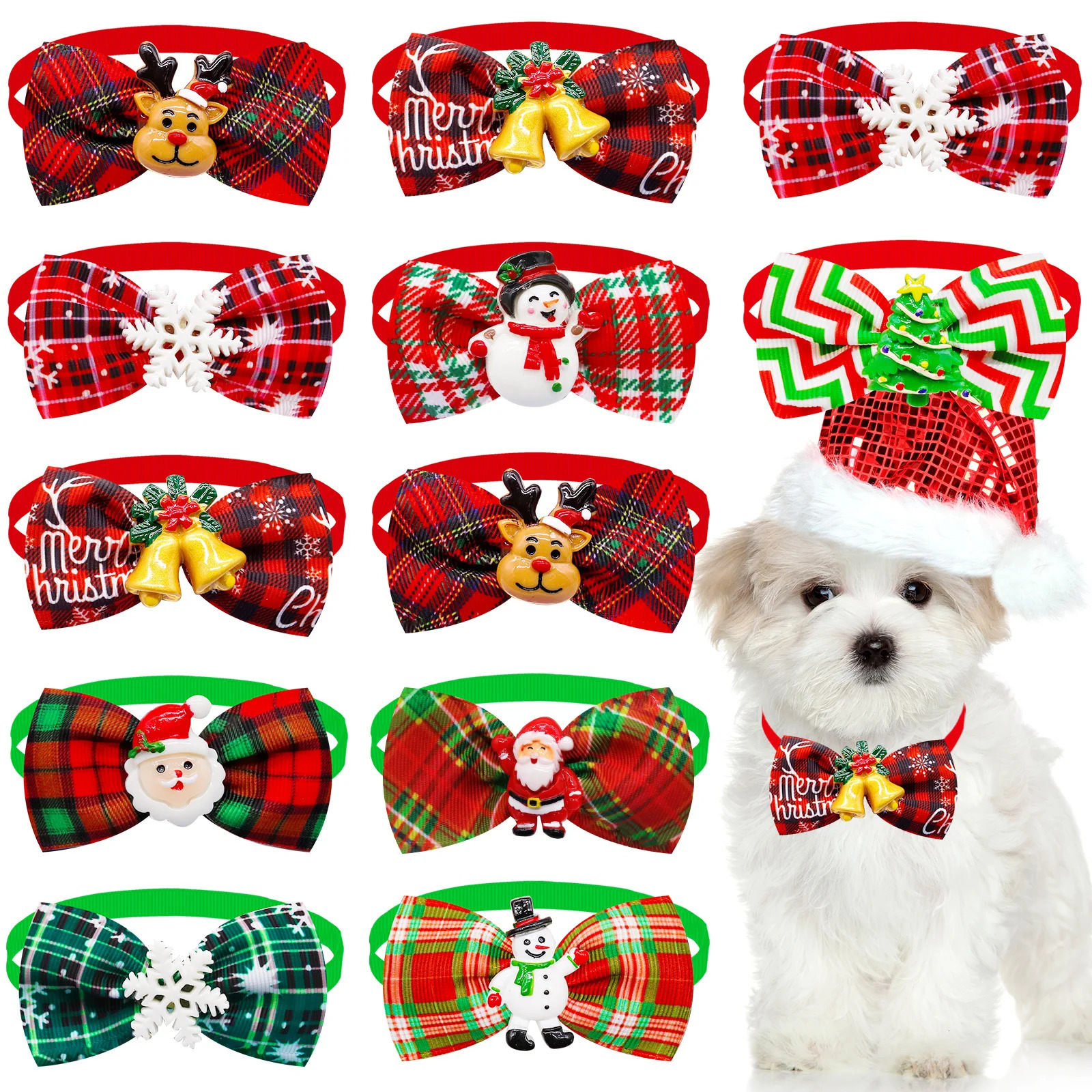 50100pcs Christmas Dog Bowties For Dogs Bow Tie Collar Dogs Xmas Dog Supplies Pets Dogs Grooming Accessories For Small Dogs 251110
