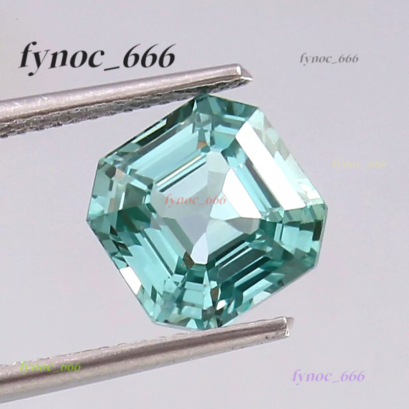 Paraiba Asscher Cut Synthetic Corundum Artificial Gemstone Jewelry Main Stone Synthetic Blue Loose Stone Faceted