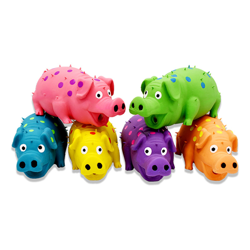 Natural Latex Polka Dot Squeaky Pig Dog Toy For Small Medium Large Dogs Indoor And Outdoor