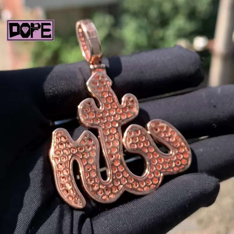 925 Silver Iced Out Moissanite Pendant Arabic Allah Pass Diamond Tester VVS Custom Moissanite Pendant