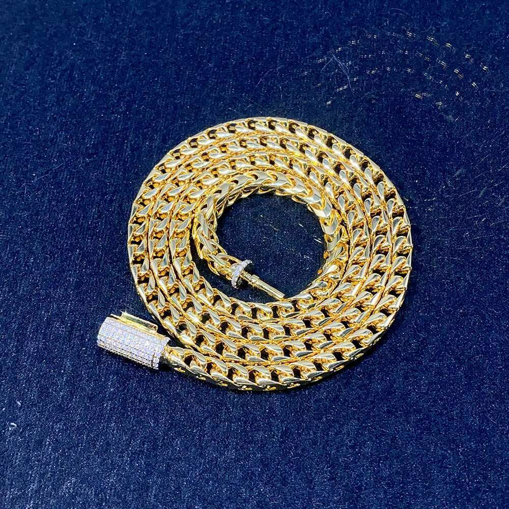 Hip Hop Link Chain Moissanite New Design 925 Silver Gold Plated Cuban Link Chain VVS Moissanite Cuban Bracelet