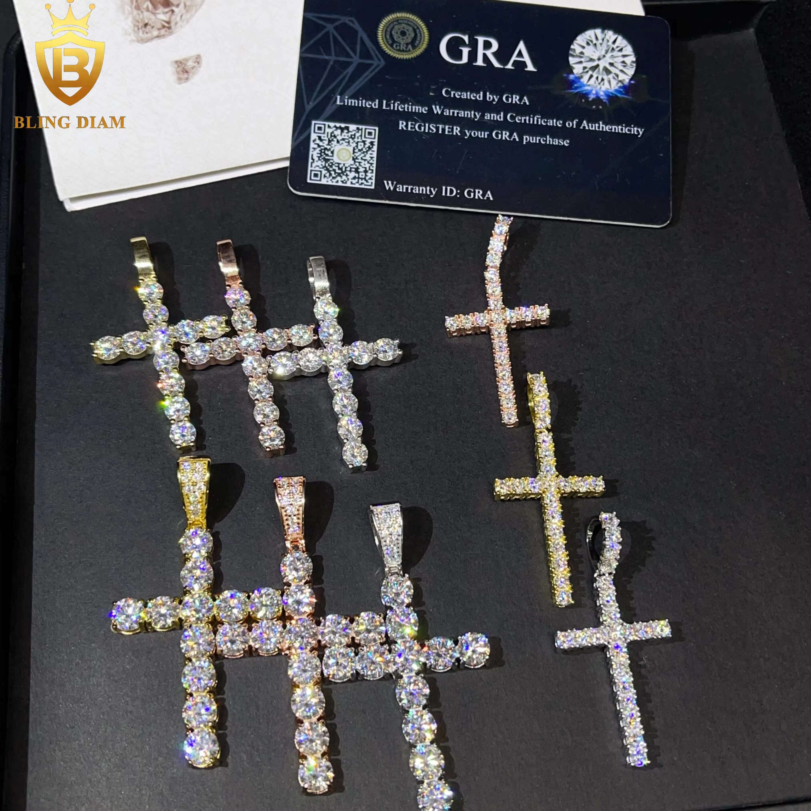 Hip Hop Jewelry 925 Sterling Silver Iced Out Moissanite Multi Styles Selection Cross Pendant Men Pass Diamond Tester