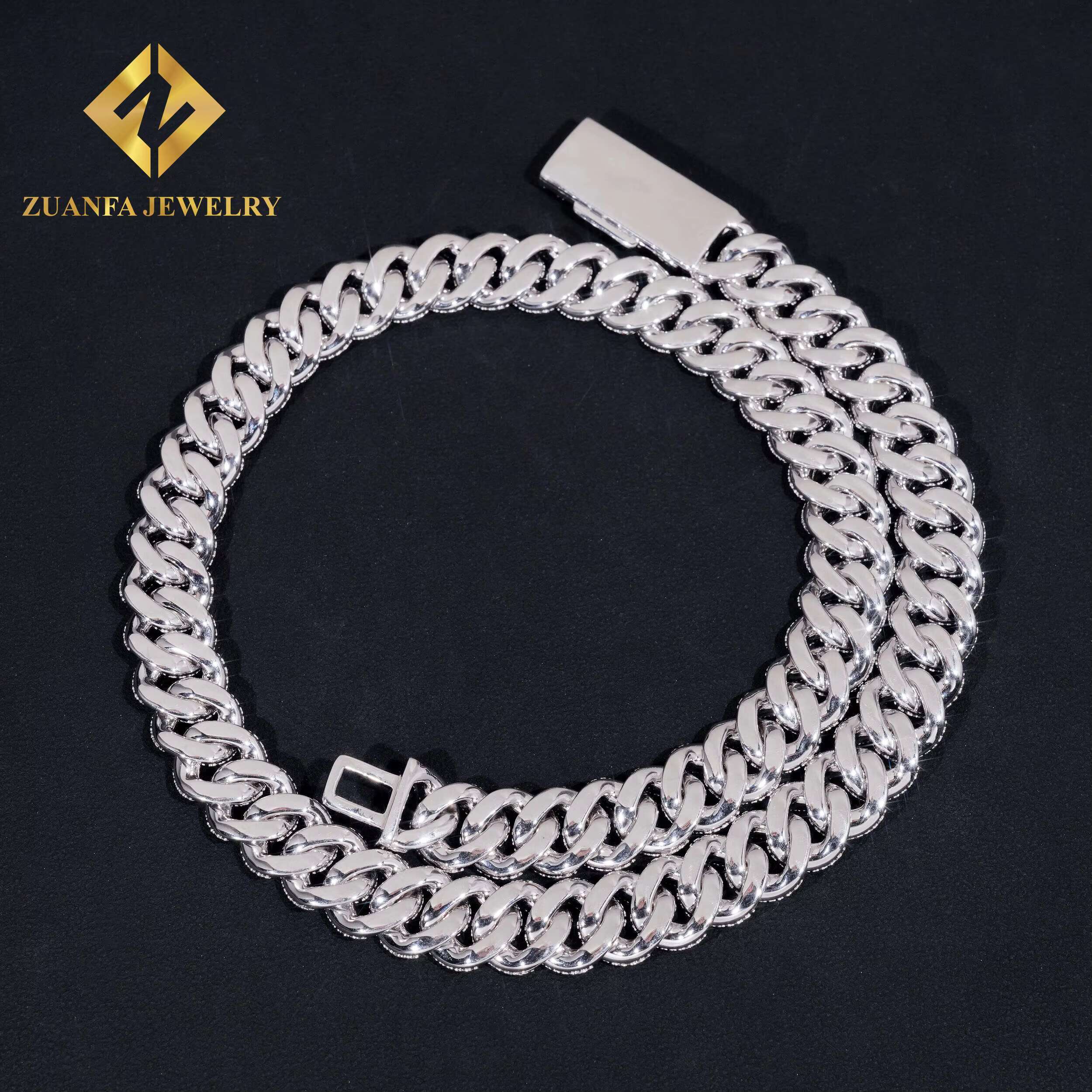 New Arrival Chain Moissanite Pass Dia Tester 13mm Sier Moissnaite Cuban Bracelet Gold Plated Fine Jewelry