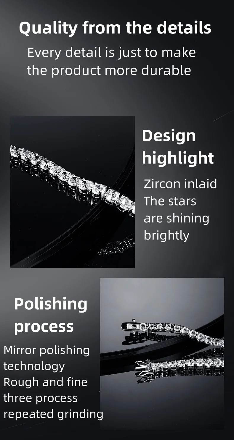Factory price 925 silver plated 18K gold 4A grade Zircon tennis bracelet for men and women fashion personality exquisite jewelry 250408