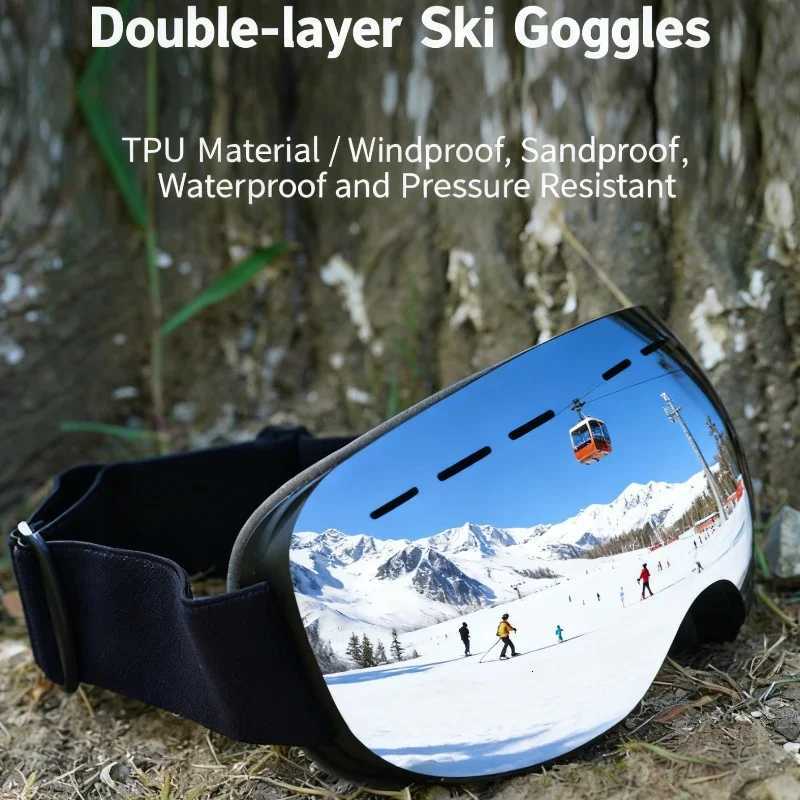 DOTUGE Ski Goggles Adult Double Layer Anti Fog Large Spherical Lens Prescription Glasses Compatible for Skiing Cycling K251110
