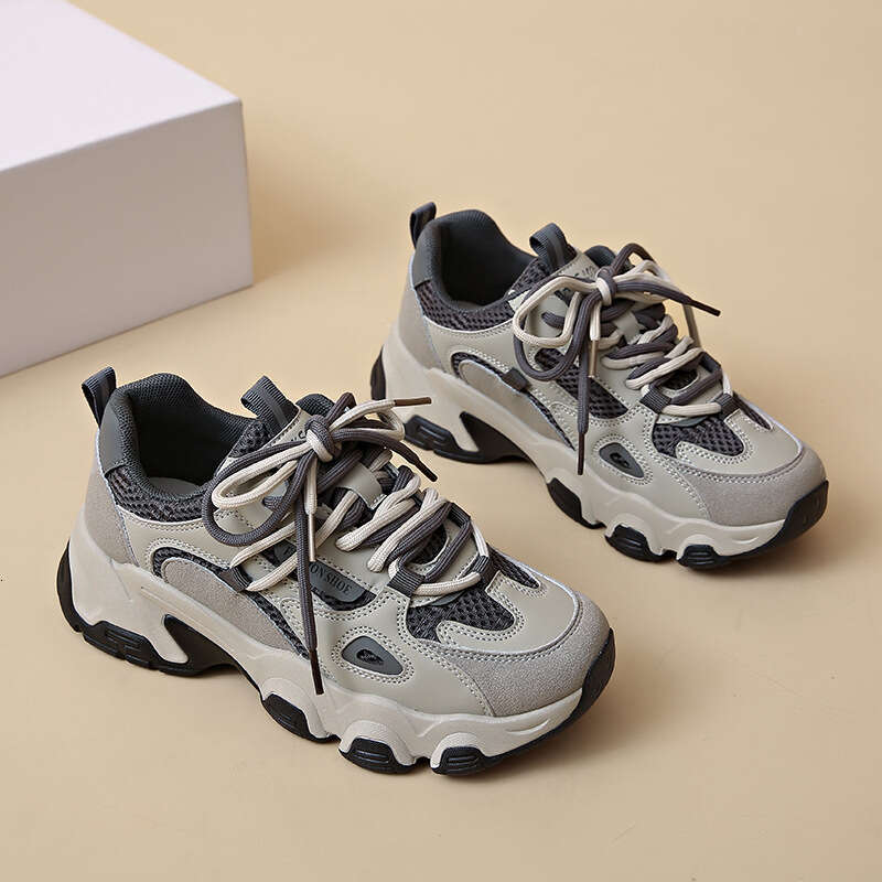 Paris 2025 Autumn Winter Dad for Women Thick Sole Height Increasing Mesh Breathable Versatile Lightweight Sports Casual Shoes F890