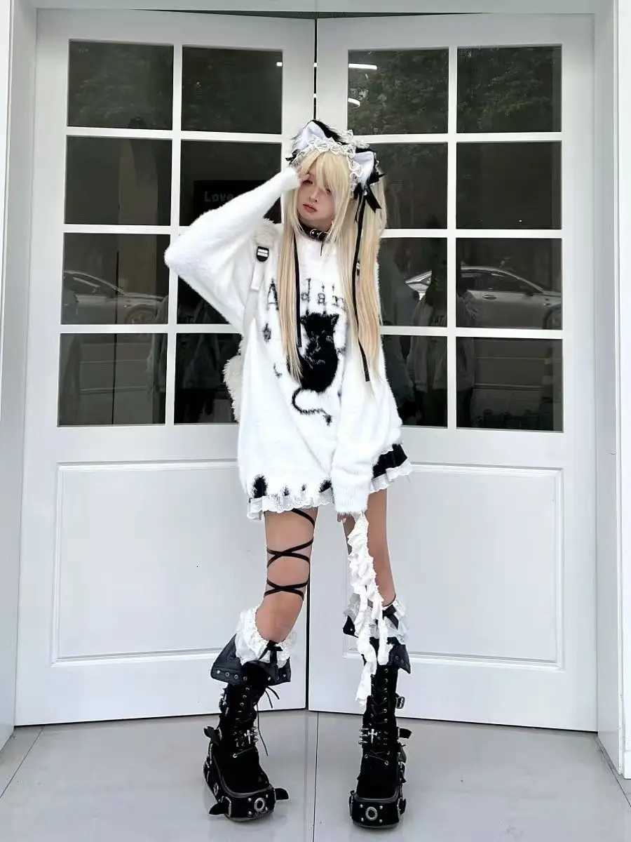 Fashion 2025 Subculture Aesthetic Vintage Sweaters Women Long Sleeve Printed Tops Chic Gothic Punk Y2k Bodycon Jumpers Harajuku Casual Y251110