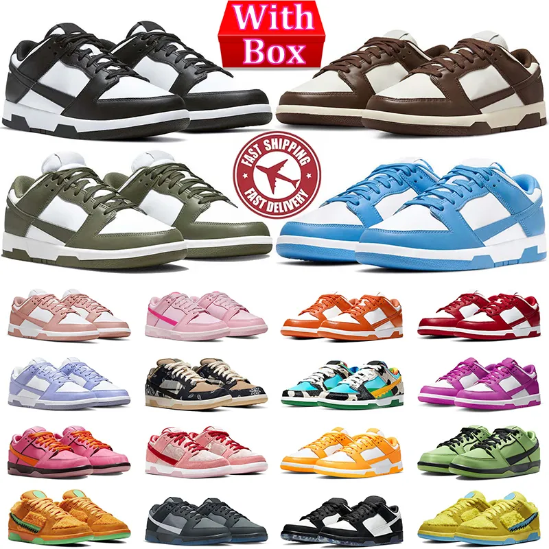 Designer Running Shoes for Men Sneaker Panda White Black Medium Olive Grey Fog Syracuse Brown Vintage Green Sail Trail Women Outdoor Trainers Sneakers With Box