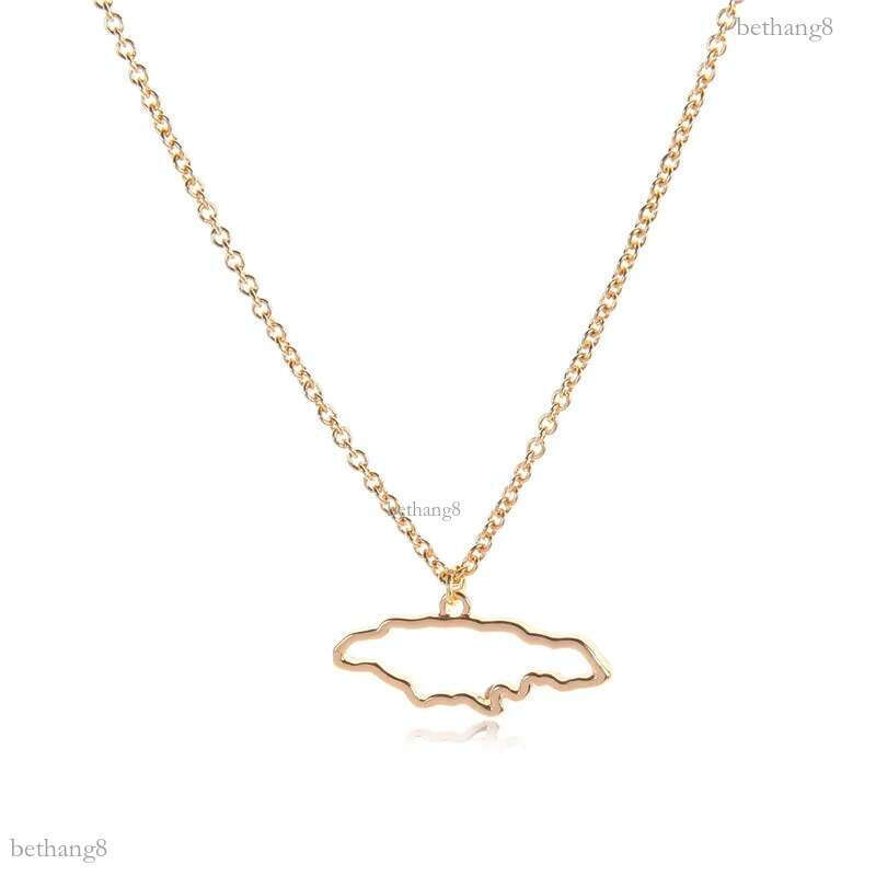 Small Caribbean Sea Island Jamaica Map Necklace Hollow Outline Country of Jamaican Continent Chain Necklaces for African Jewelry