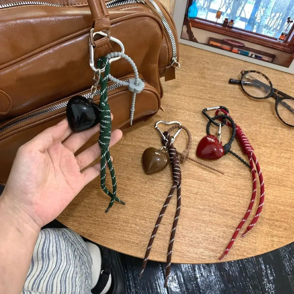 Fashionable Heart Leather Rope Keychain Handmade Y2K Bag Pendant Ornaments Cherry Bow Mobile Phone Lanyard Gifts 251110