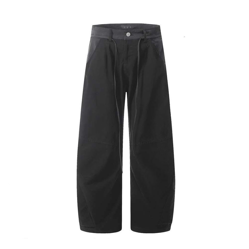 Patchwork Casual Mens Summer High Street Loose Wide Leg Scimitar Pants Men Trousers