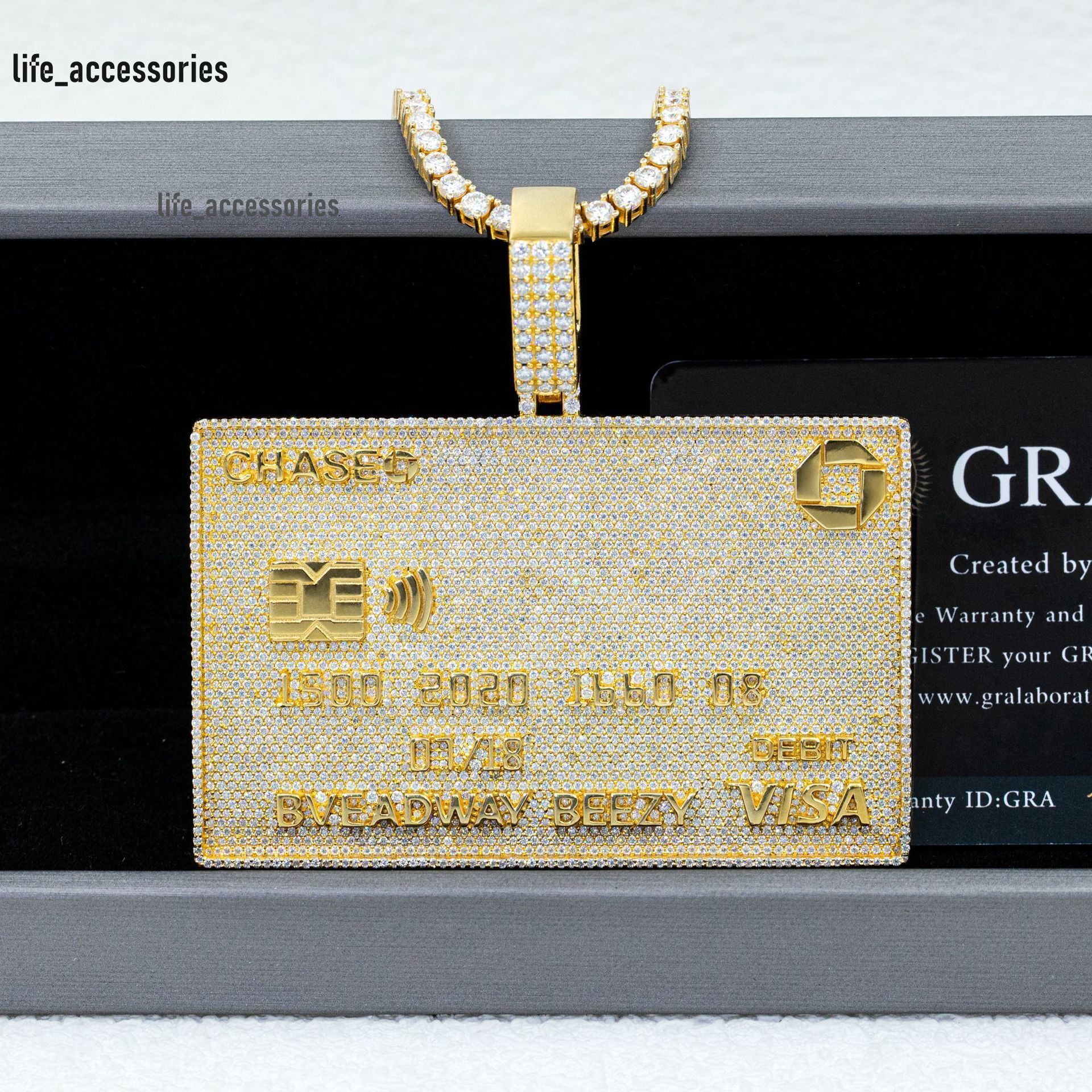 Custom Charms 3 Personality Bank Card Hip Hop Pendant 925 Silver Moissanite Pendant Charmsfor 10mm Chain