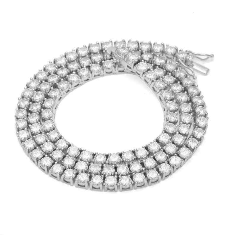 4mm 5mm Tennis Chain Iced Out Hiphop Womens Necklace 925 Silver VVS Moissanite Tennis Chain