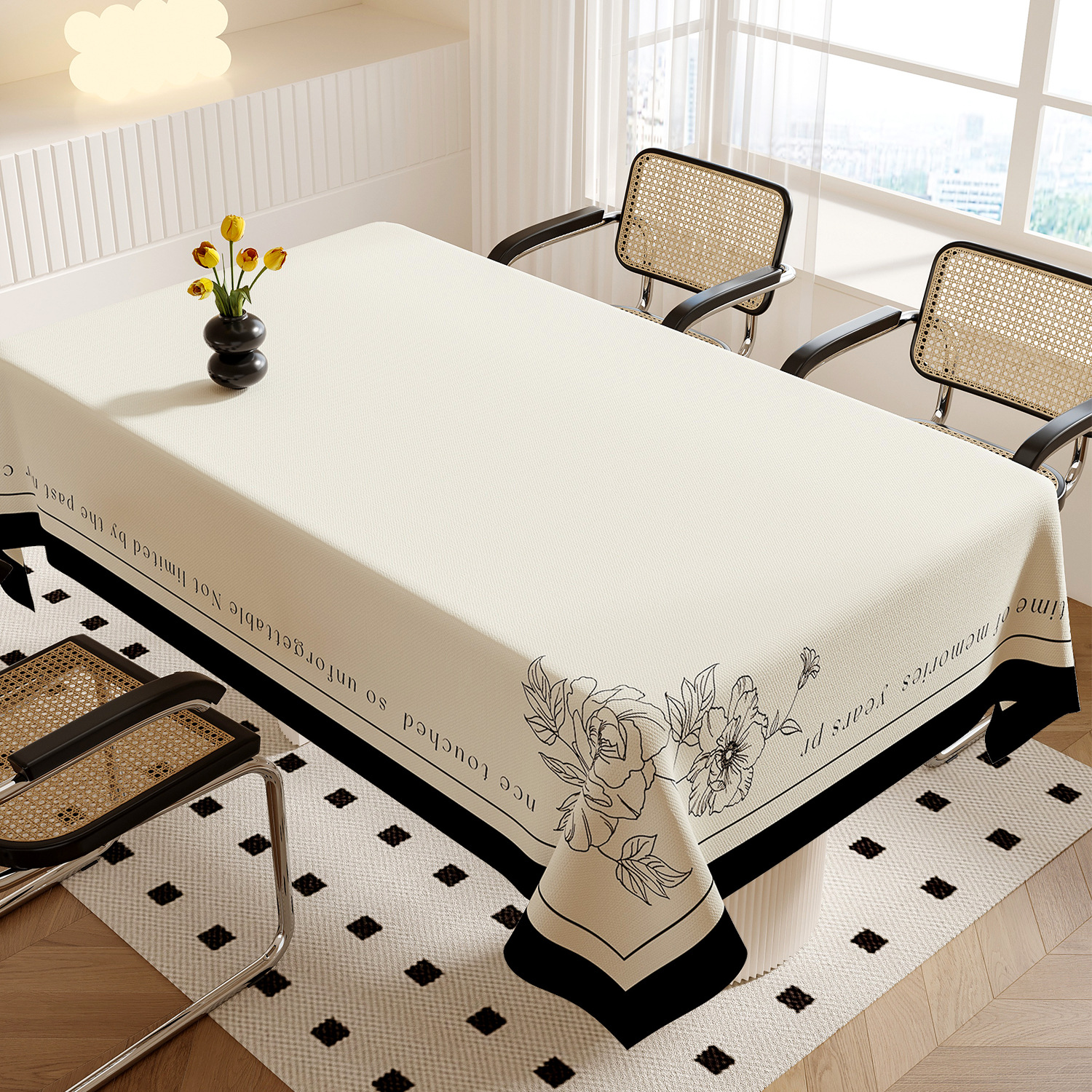 Tablecloth waterproof and oil-proof wash-free anti-scalding dining table cloth rectangular coffee table tablecloth 8KAD01