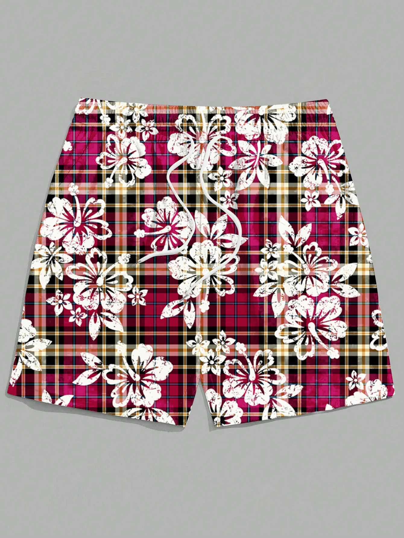 3D printed mens vacation shorts - surreal jungle printing with orchids and ferns suitable for beach and cruise wear X250410