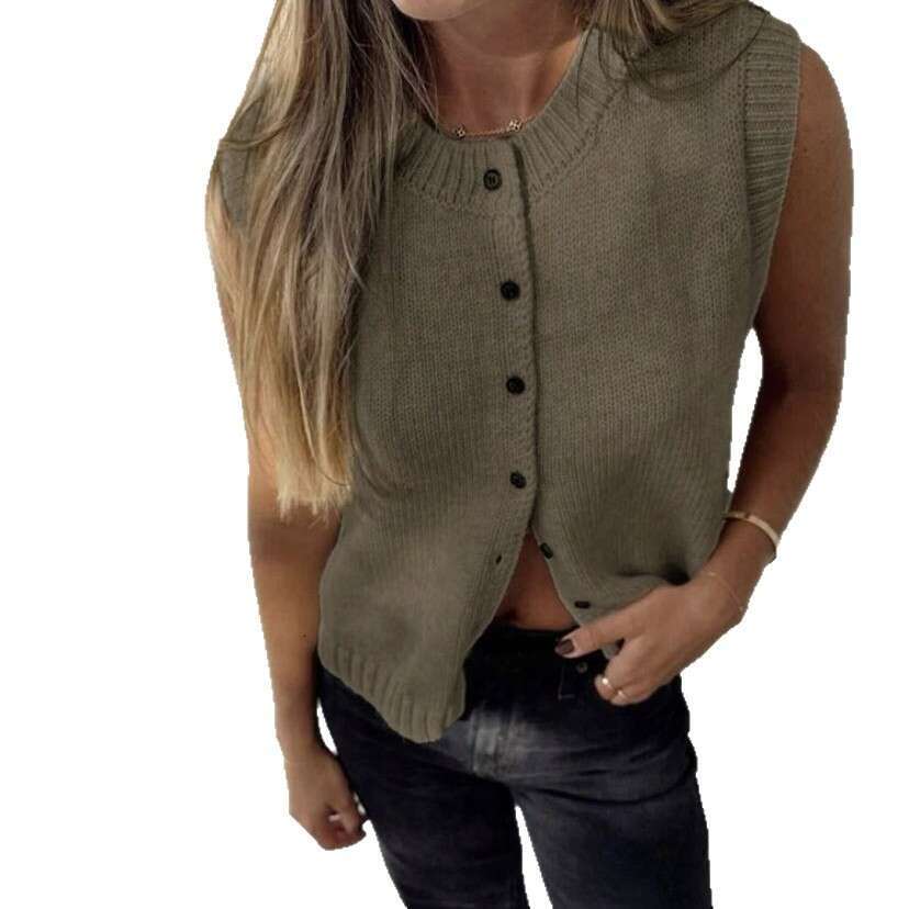 Cross-Border Vest Sweater Women's Casual Melad Style Versatile Single-Breasted Knitted Cardigan Top Women