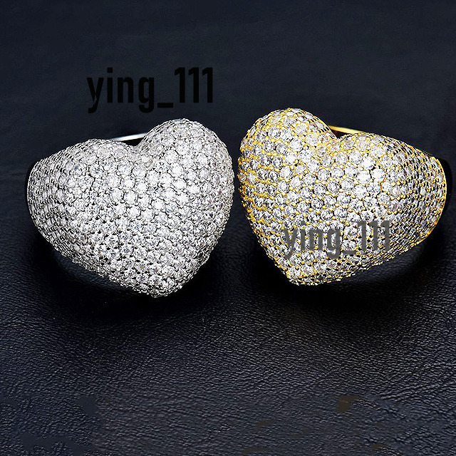 Custom Pass Diamond Tester Hip Hop VVS Moissanite Ring Iced Out 925 Silver Heart Shape Ring Men Hiphop Jewelry