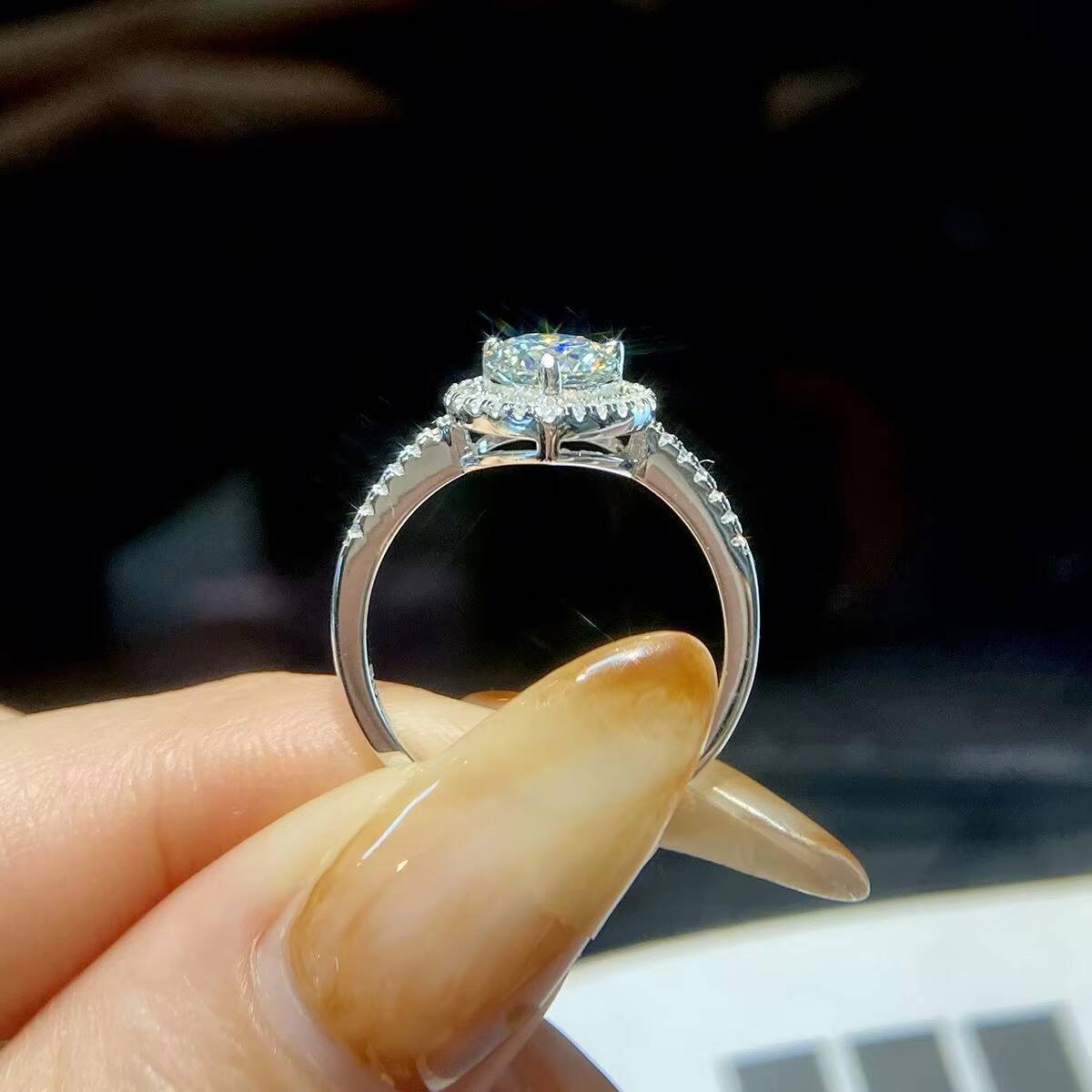 GRA VVS1 D Color 1 2 Ct Moissanite Heart Shape halo Ring 925 Sterling Silver 18K Gold Rhodium Plated Women Wedding Fine Jewelry