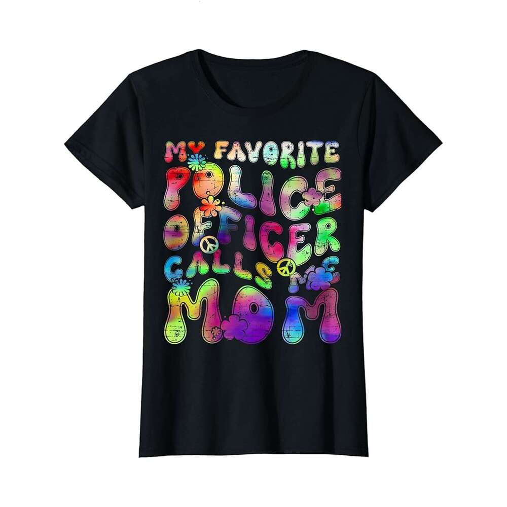 Designer T shirt My Favorite Police Officer Calls Me Mom Mothers Day Mother - 220g T shits