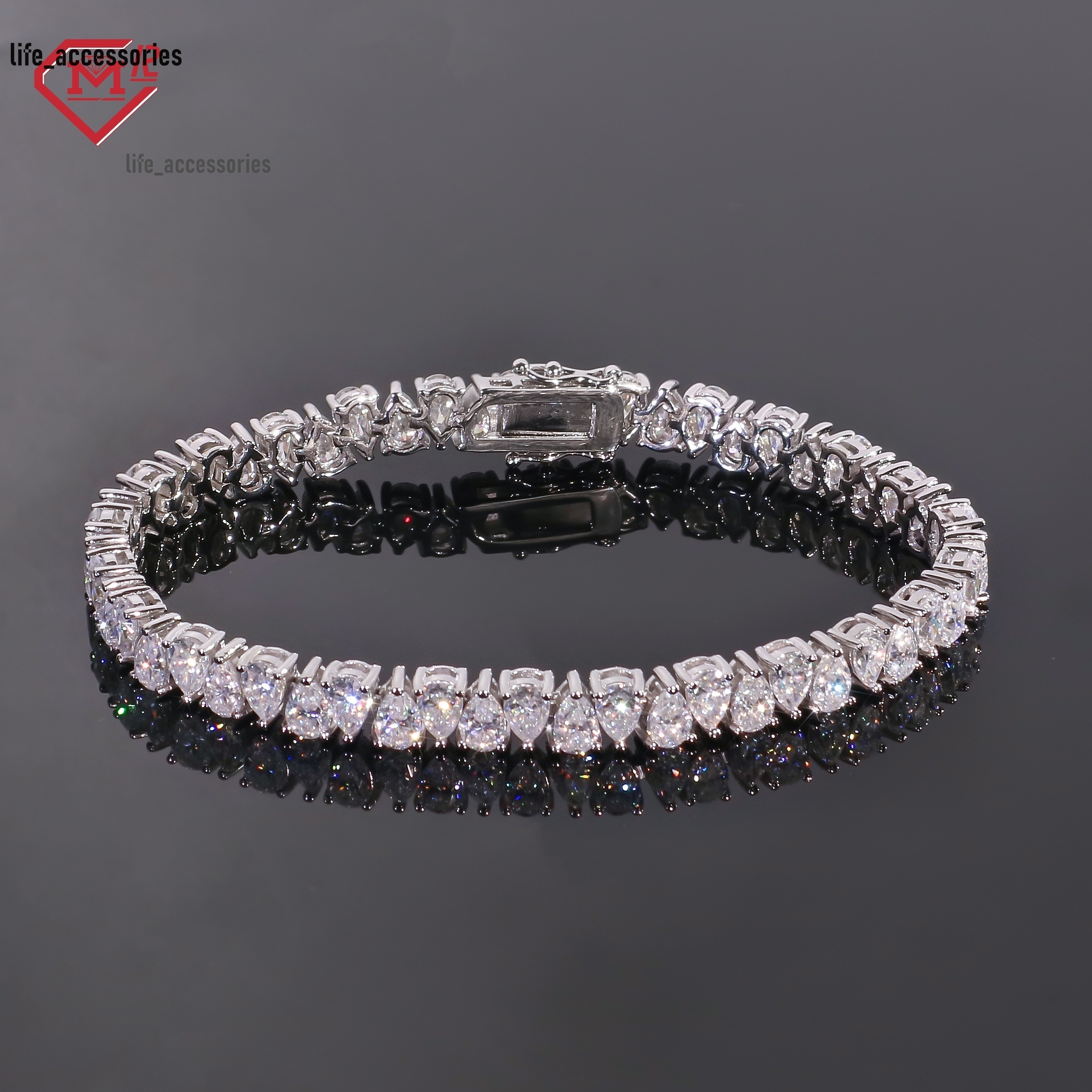 Luxury Moissanite Tennis Chain Bracelet S925 Teardrop Diamond Custom Moissanite Tennis Bracelet